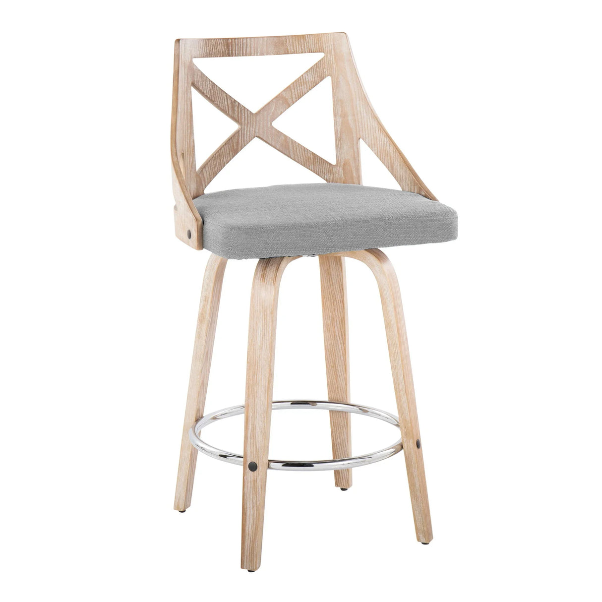 Charlotte - Farmhouse Fixed Height Counter Stool With Swivel And Round Footrest (Set of 2) - Furniture Home Direct