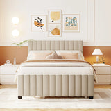 Elegant Upholstered Platform Bed With Twin Size Trundle - Furniture Home Direct