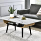 Landon - Coffee Table With Glass Marble Texture Top And Bent Wood Design - Furniture Home Direct