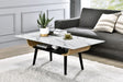 Landon - Coffee Table With Glass Marble Texture Top And Bent Wood Design - Furniture Home Direct