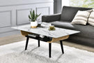 Landon - Coffee Table With Glass Marble Texture Top And Bent Wood Design - Furniture Home Direct