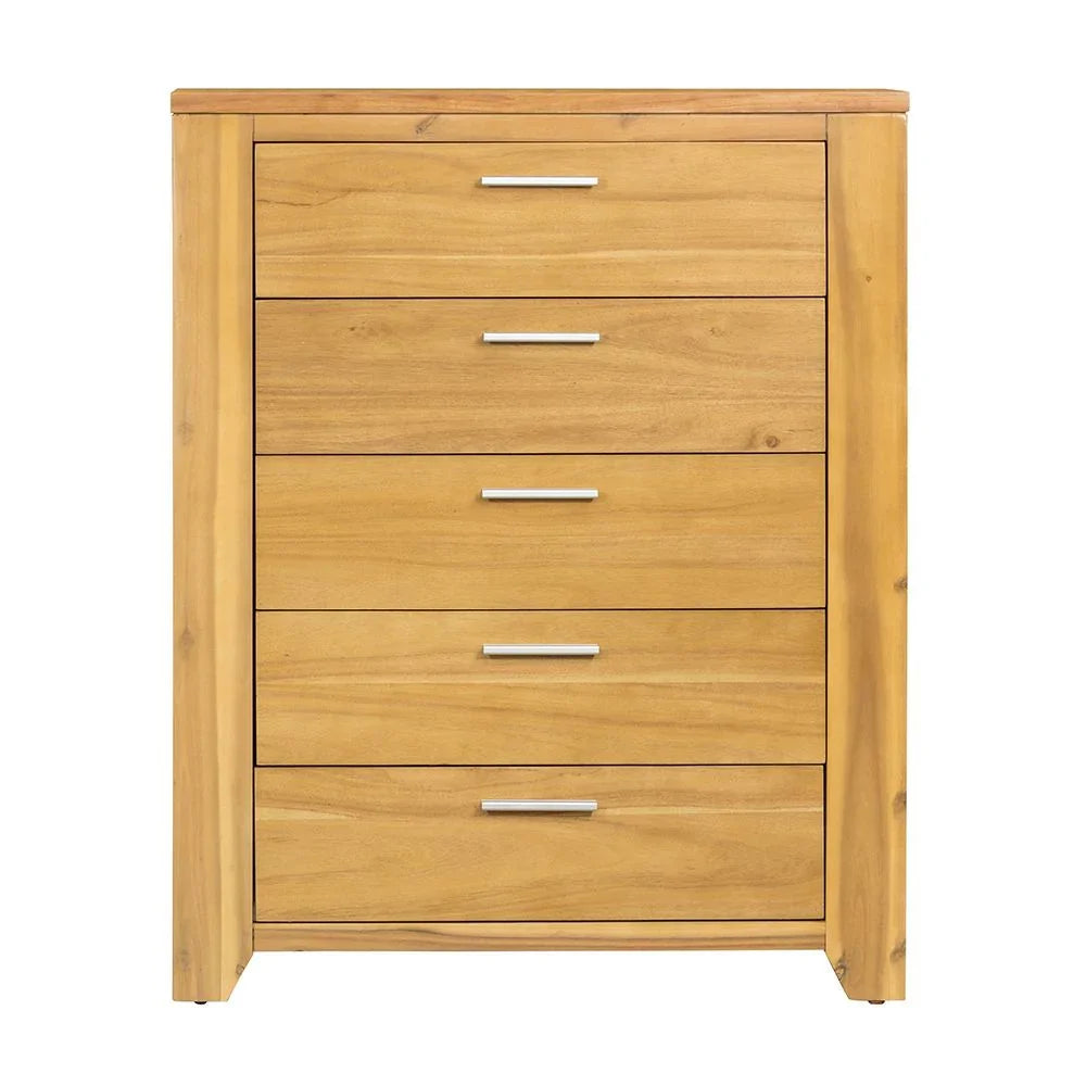 5 Drawer Dresser - Natural Wood / Brown - Furniture Home Direct