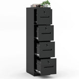 Modern 4 Drawer Metal Vertical Filing Cabinets With Lock For Home Office, Steel Construction, Letter / Legal / A4 / F4 Size - Brushed Nickel - Furniture Home Direct
