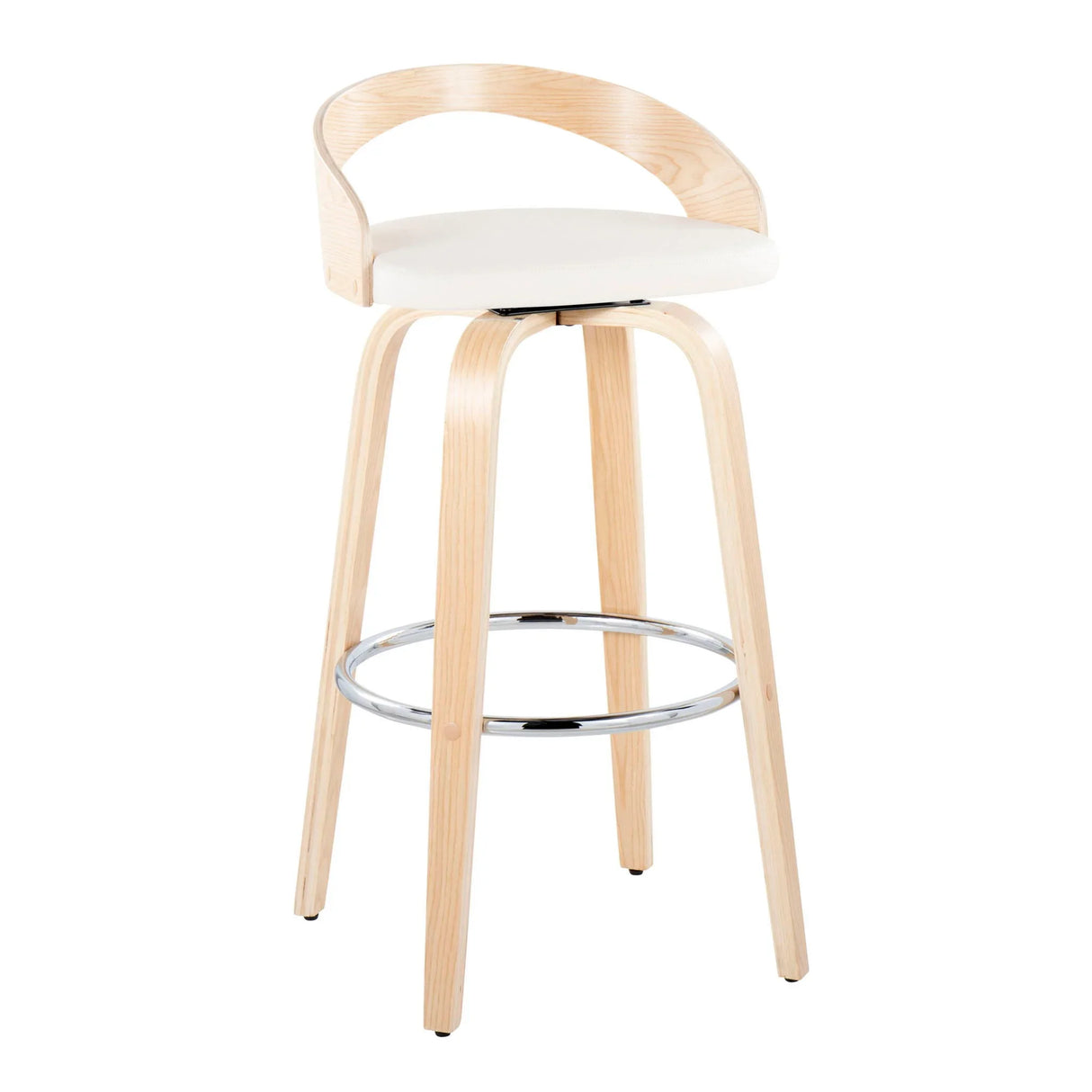 Grotto - Contemporary Fixed-Height Barstool With Swivel With Round Footrest (Set of 2) - Furniture Home Direct