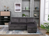 Reversible Sectional Storage Sleeper Sofa Bed, L-Shape 2 Seat Sectional Chaise With Storage, Skin-Feeling Velvet Fabric - Furniture Home Direct