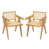 Chandigarh Arm Dining Chair With Natural Cane Design (Set of 2)