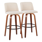 Toriano - Mid Century Modern Fixed Height Barstool Swivel And Round Footrest (Set of 2) - Furniture Home Direct