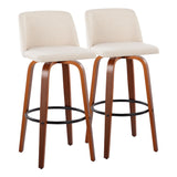 Toriano - Mid Century Modern Fixed Height Barstool Swivel And Round Footrest (Set of 2) - Furniture Home Direct