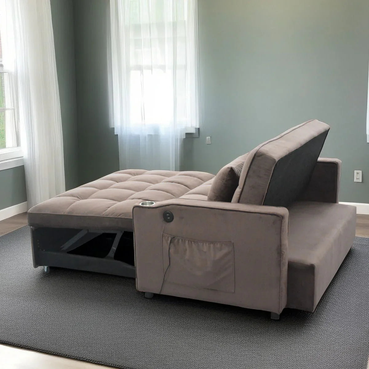 3 In 1 Convertible Sleeper Sofa Bed, Modern Fabric Loveseat Futon Sofa Couch With Pullout Bed, Small Love Seat Lounge Sofa With Reclining Backrest, Furniture For Living Room - Furniture Home Direct