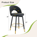 Modern Upholstered 360° Rotatable Bar Chair With Metal Legs For Dining Room (Set of 2) - Furniture Home Direct