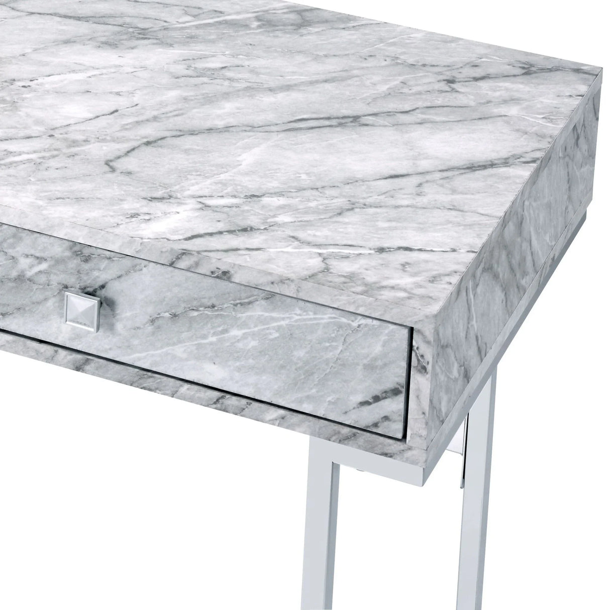 Tigress - Printed Faux Marble Top Writing Desk - White - Furniture Home Direct