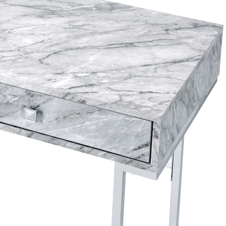 Tigress - Printed Faux Marble Top Writing Desk - White - Furniture Home Direct