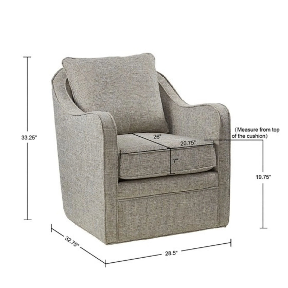 Wide Seat Arm Chair With 360 Degree Rotation - Furniture Home Direct