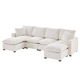 Modern U-Shape Modular Sofa, 6 Seat Chenille Sectional Couch Set With 2 Pillows Included, Freely Combinable Indoor Funiture For Living Room, Apartment, Office - Furniture Home Direct