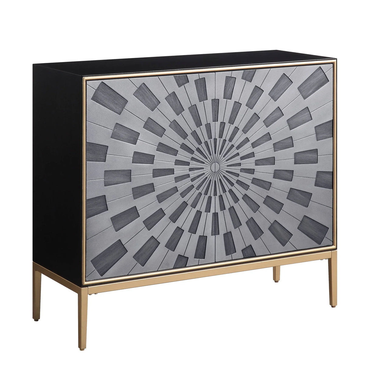 Quilla - Brass Console Cabinet - Black / Gery - Furniture Home Direct