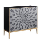 Quilla - Brass Console Cabinet - Black / Gery - Furniture Home Direct