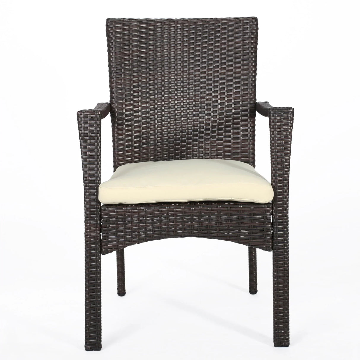 3 Piece Bistro Set With Water Resistant Cushions And 2 Chairs - Brown Multi