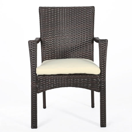 3 Piece Bistro Set With Water Resistant Cushions And 2 Chairs - Brown Multi