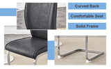 Dining Chairs Cantilever Metal Frame Polished PU Dark Gray - Furniture Home Direct