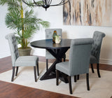 Dining Set Round Table With Four Upholstered Chairs Black - Furniture Home Direct