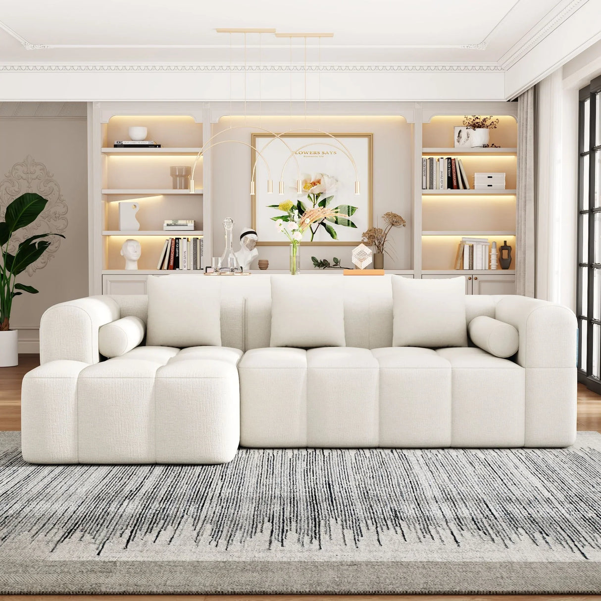 Sectional Free Combined Sofa With 2 Side Pockets - Furniture Home Direct