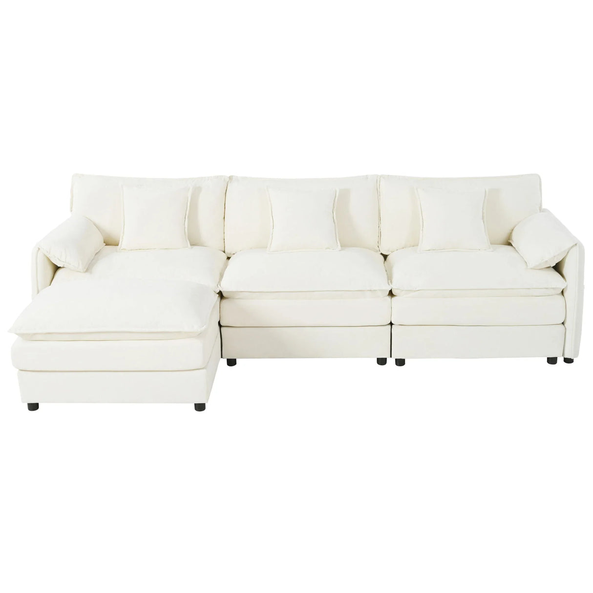 Modern Comfy Deep Seat Modular Sectional Sofa Cloud Couch With Ottoman - Furniture Home Direct