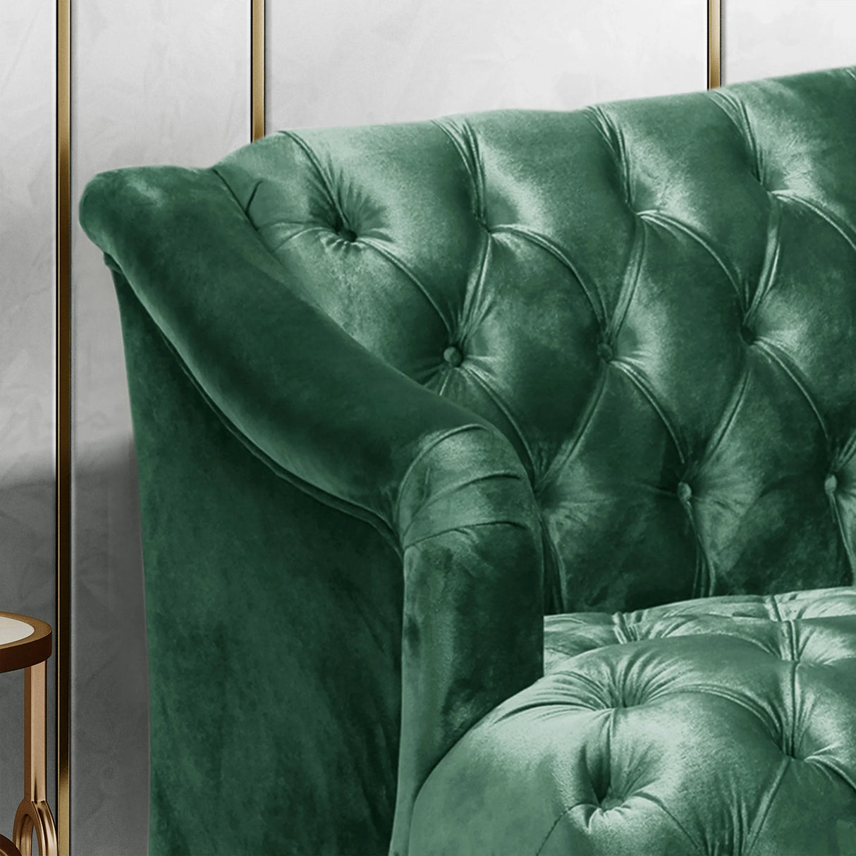 Sturdy Velvet Sofa - Green - Furniture Home Direct