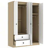 Wardrobe With Drawers And Hanging Rod Solid Wood White - Furniture Home Direct