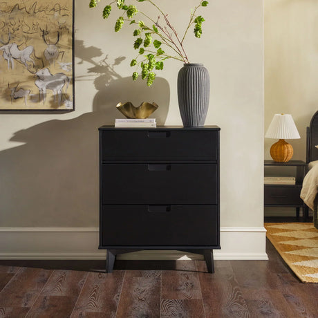 Mid Century Modern 3 Drawer Dresser - Black - Furniture Home Direct
