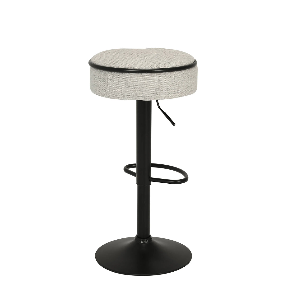 Counter Stool Round Linen Upholstered Seat Off White - Furniture Home Direct