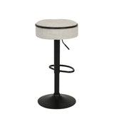 Counter Stool Round Linen Upholstered Seat Off White - Furniture Home Direct