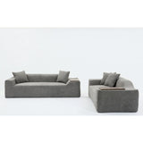 2 Piece Boucle Cloud Living Room Set with 2 Trays - Dark Gray - Furniture Home Direct