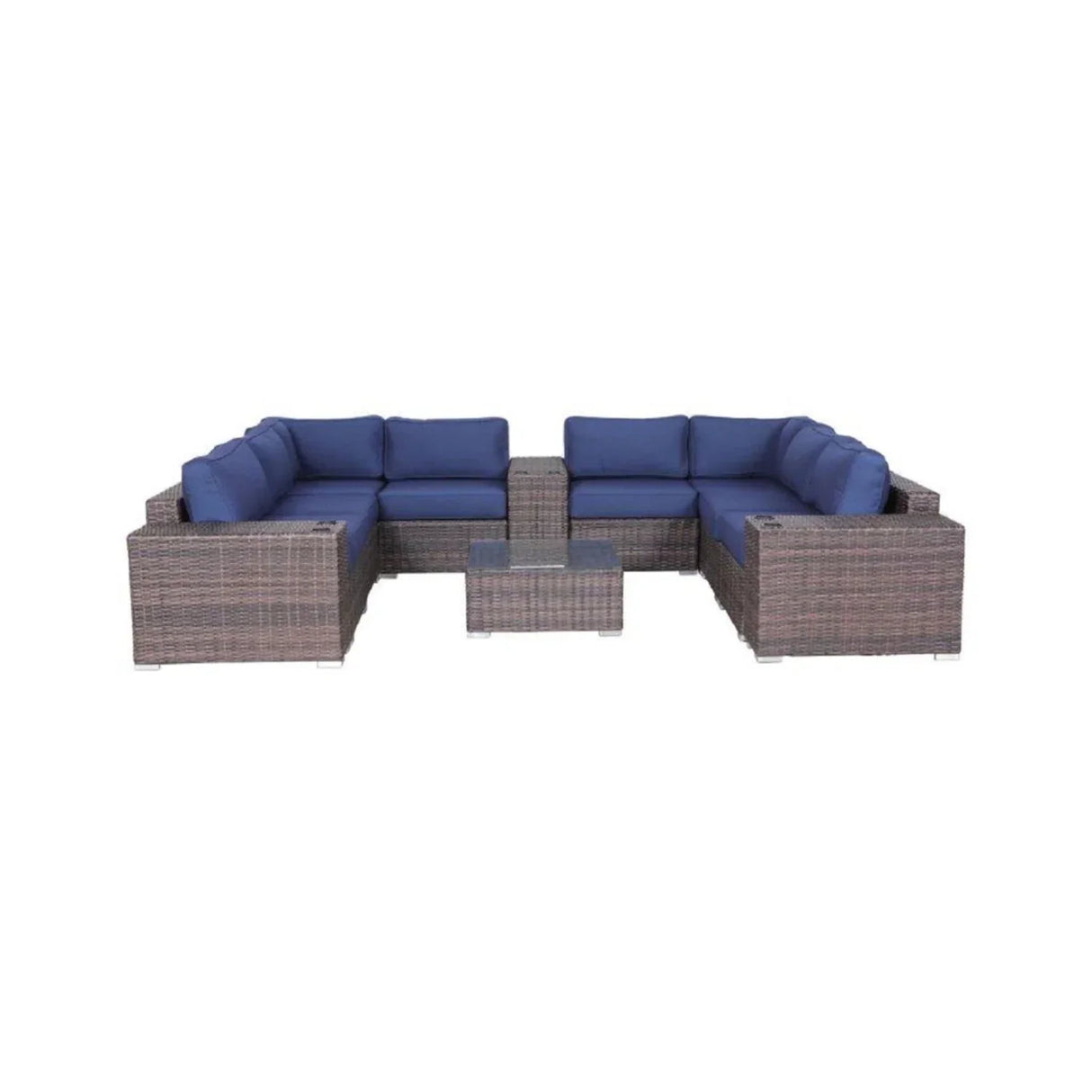 Modern Patio Rattan Sectional Set With Cushions - Furniture Home Direct