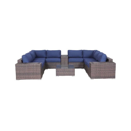 Modern Patio Rattan Sectional Set With Cushions - Furniture Home Direct