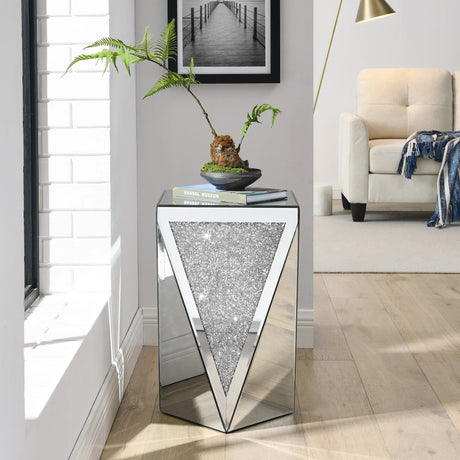 Side Table Geometric Mirrored Decorative Living Room Silver - Furniture Home Direct