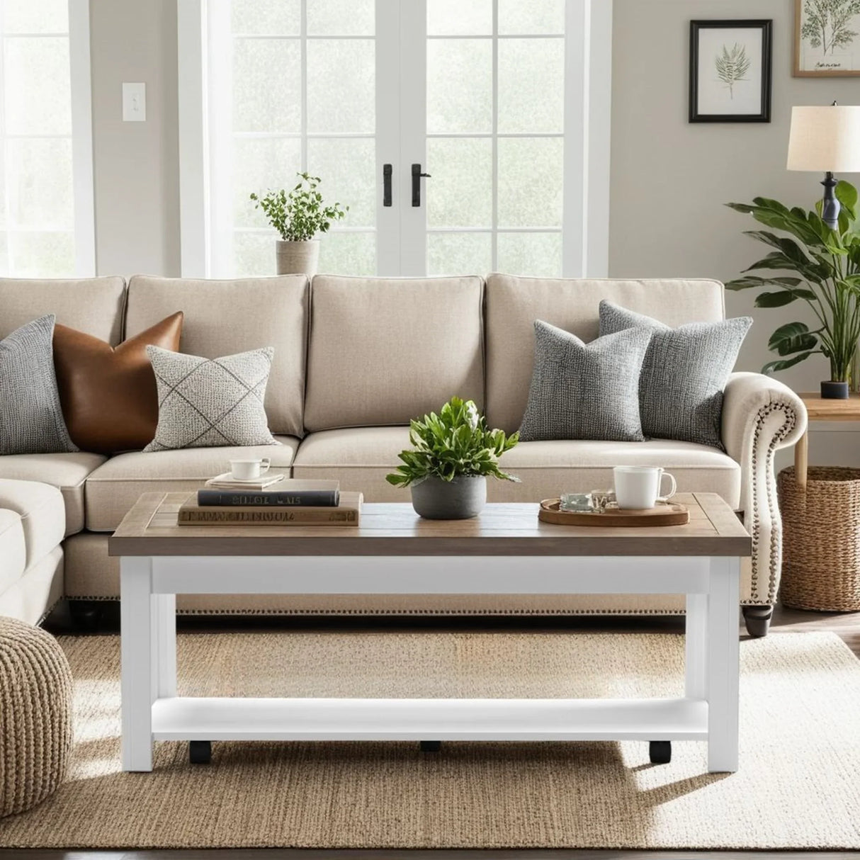 Hampton - Hampton - Coffee Table - Jasmine Whitewash / Barnwood - Furniture Home Direct