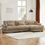 Modern Sectional Sofa With Ottoman, Round Bolster Armrests, Waist And Throw Pillows - Furniture Home Direct