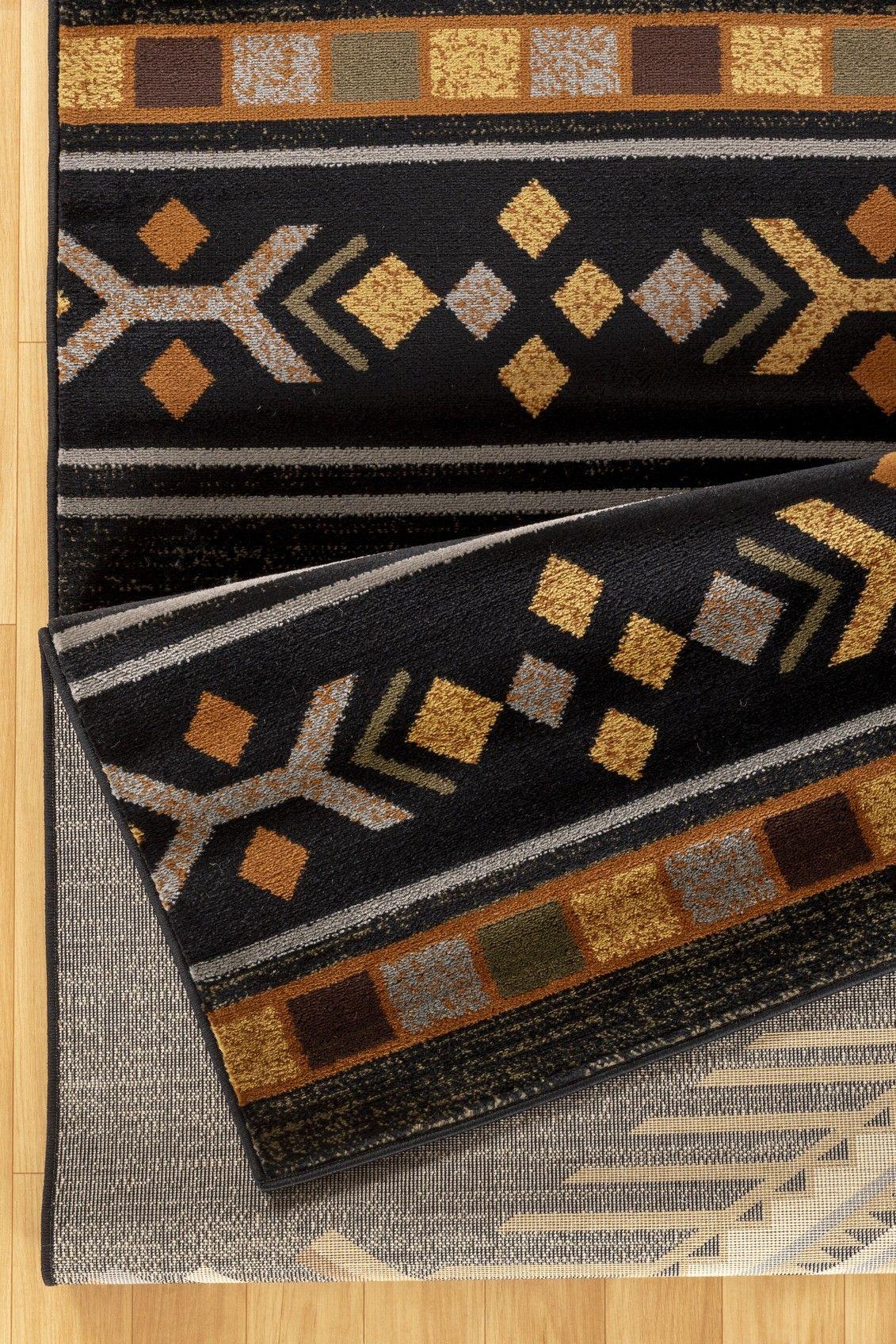 Tribes - 2'7" X 7'3" Southwest Area Rug Polypropylene - Black - Furniture Home Direct
