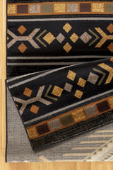 Tribes - 2'7" X 7'3" Southwest Area Rug Polypropylene - Black - Furniture Home Direct