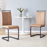 Dining Chairs Set Of Two Modern Upholstered Fabric Brown - Furniture Home Direct