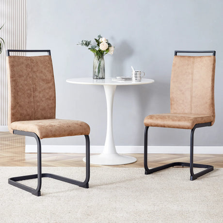 Dining Chairs Set Of Two Modern Upholstered Fabric Brown - Furniture Home Direct
