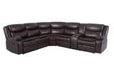 Sectional Sofa Leather Manual Reclining Family Room Brown - Furniture Home Direct