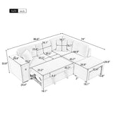 Sectional Sofa L-Shaped Sofa Couch Pull-Out Sofa Bed With A Movable Ottoman, Two USB Ports And Two Cup Holders For Living Room - Furniture Home Direct