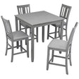 5 Pieces Dining Table Set, Counter Height Kitchen Table Set With Square Table And 4 Upholstered Chairs - Furniture Home Direct