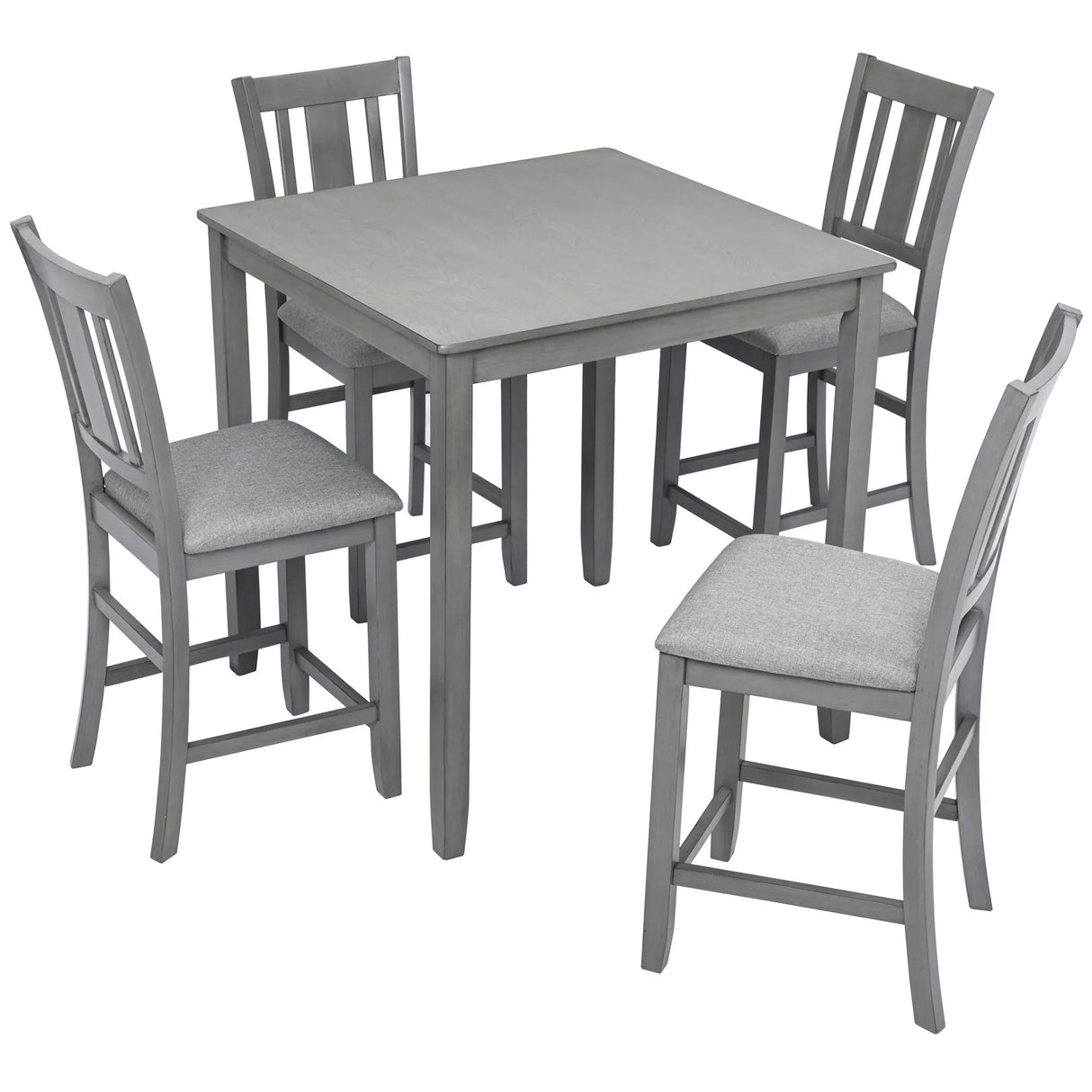 5 Pieces Dining Table Set, Counter Height Kitchen Table Set With Square Table And 4 Upholstered Chairs - Furniture Home Direct