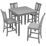 5 Pieces Dining Table Set, Counter Height Kitchen Table Set With Square Table And 4 Upholstered Chairs - Furniture Home Direct