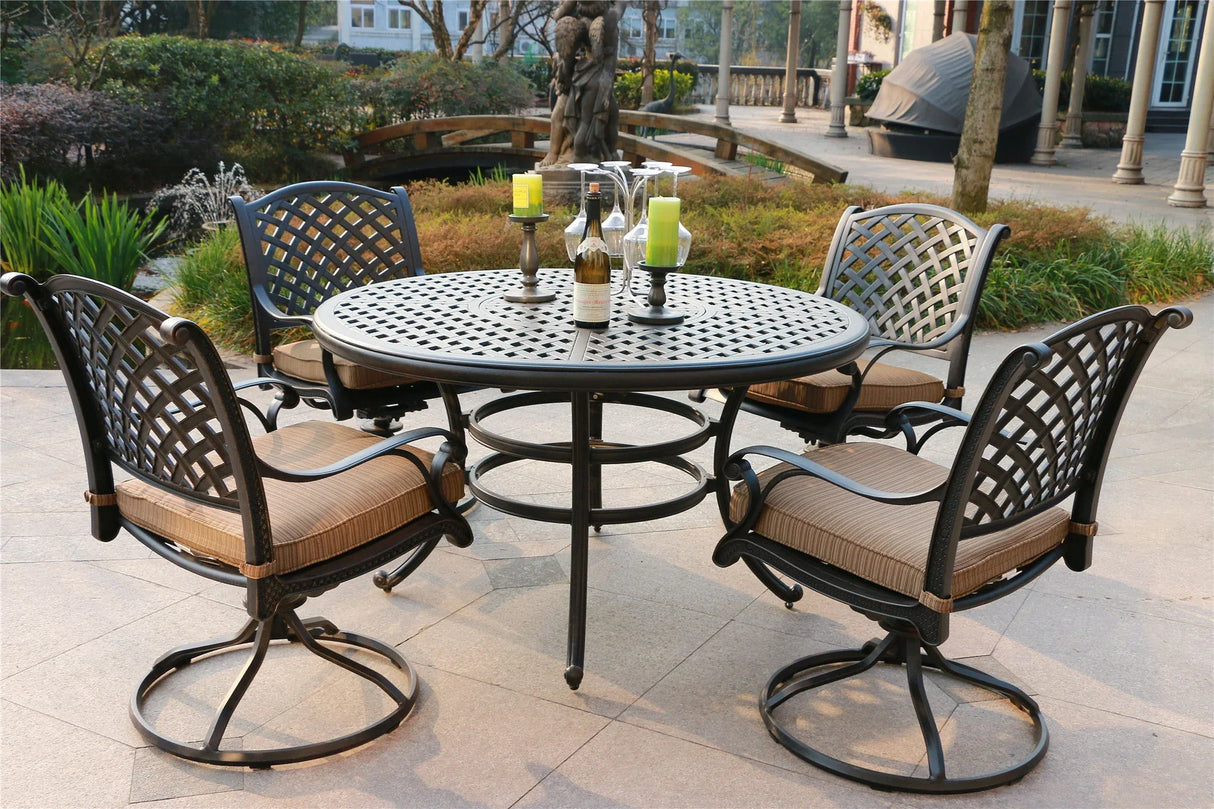 Round 4 Person 51.97" Long Dining Set With Cushions - Furniture Home Direct