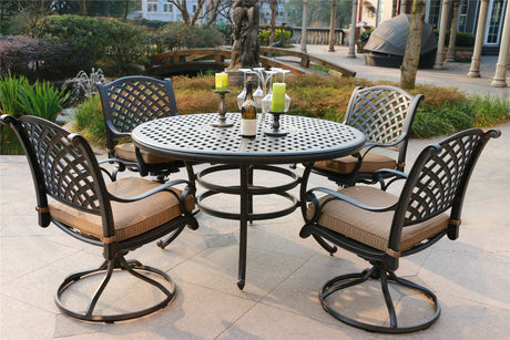 Round 4 Person 51.97" Long Dining Set With Cushions - Furniture Home Direct