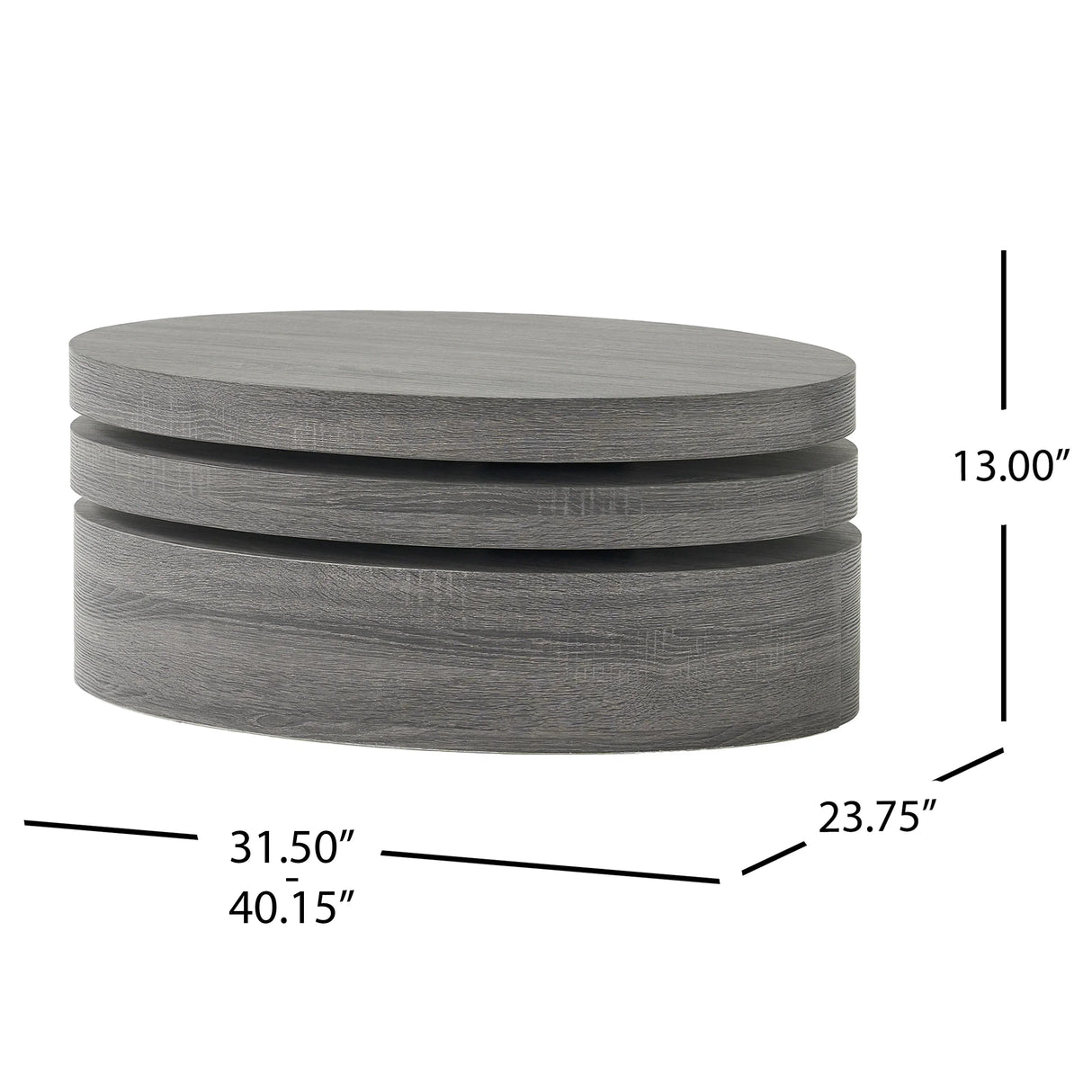 Coffee Table Nesting Set with Oval Design Matte Black - Furniture Home Direct