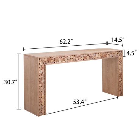 Rustic Wood Console Table With Natural Log Accents, Entryway Table, Narrow Sofa Table, Hallway Accent Table, Modern Farmhouse Style - Natural - Furniture Home Direct